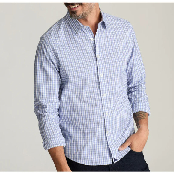 Untuckit Wrinkle Free Button Front Shirt Size XL Blue Check Cotton Long Sleeves - Picture 1 of 10